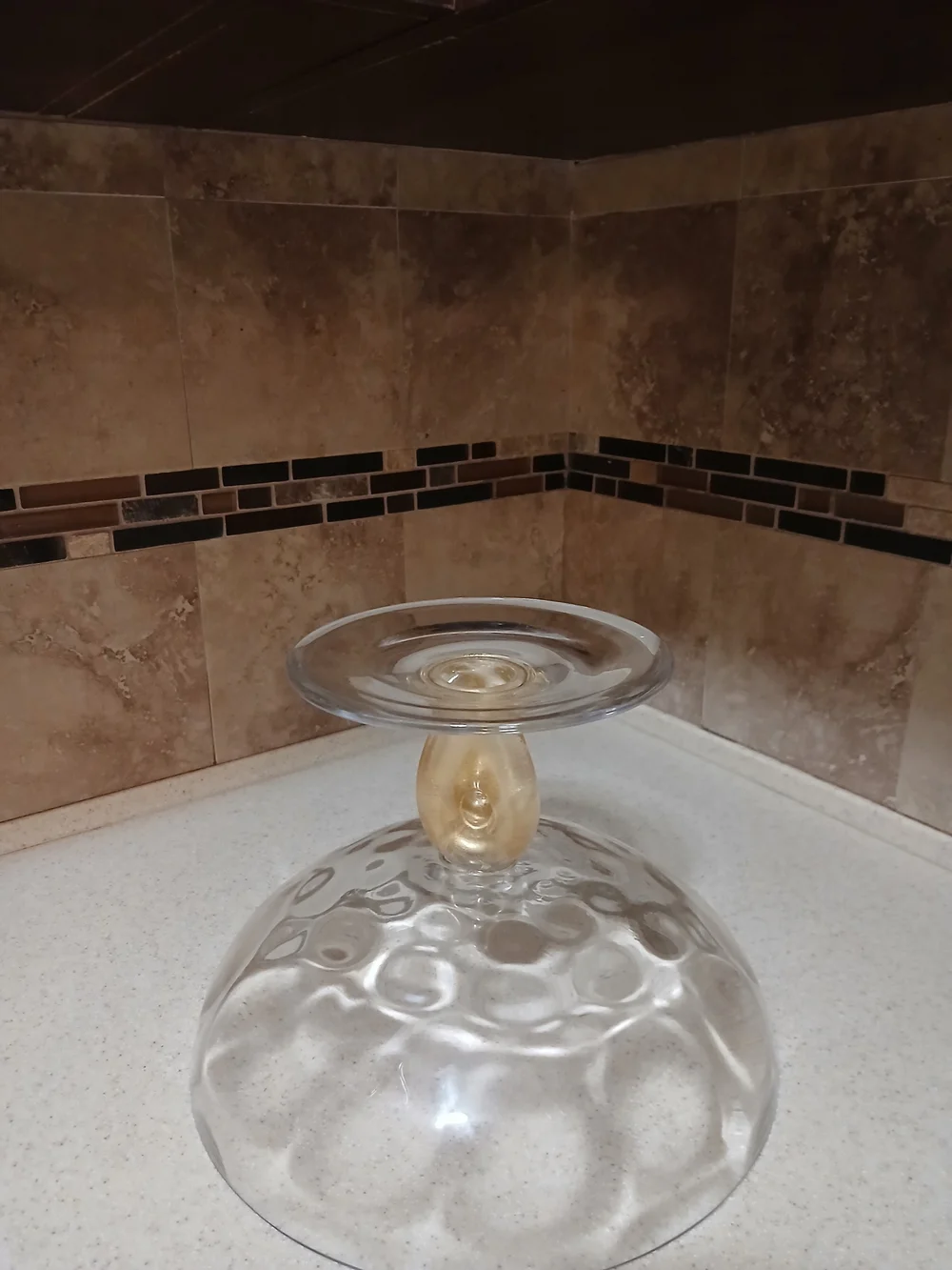 Studio-Crafted Art Glass Bowl With Gold-Infused.